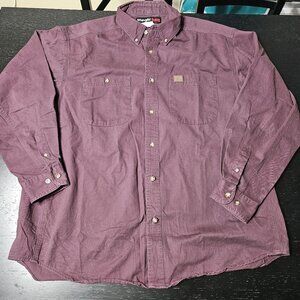Wranger Riggs Workwear Button Down Shirt Mens Size 2XL XXL Purple Long Sleeve